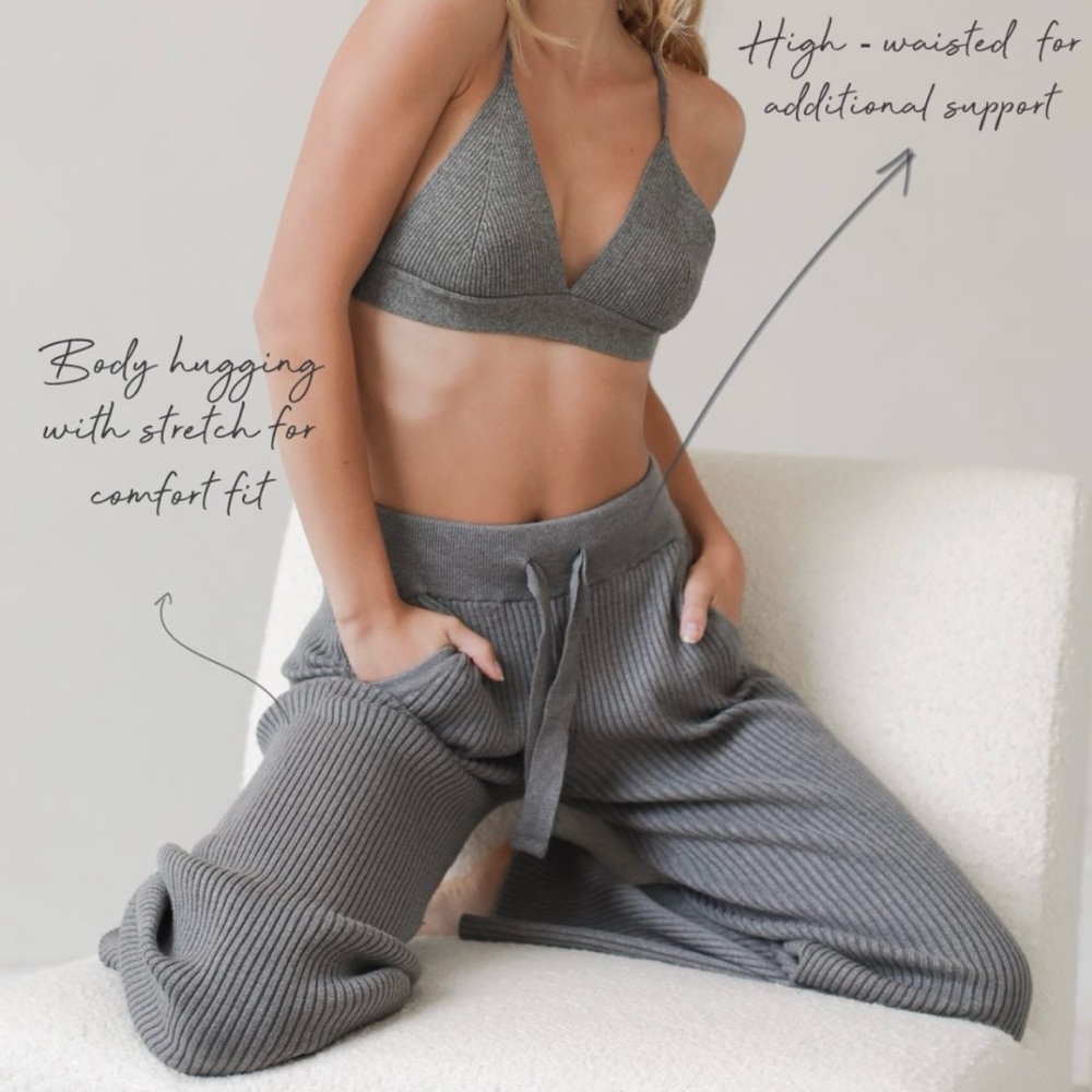 Grey Rib Knitted Pants - Picture 4 of 9